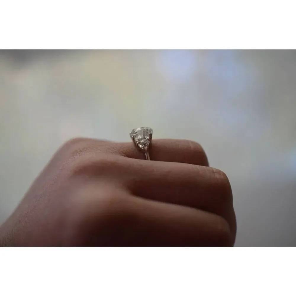 alternative raw Lake County diamond engagement rings, raw crystal size 8